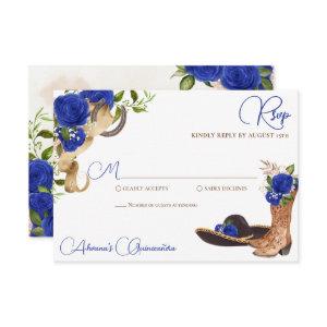 Blue Roses Vintage Charro Western Quinceanera RSVP