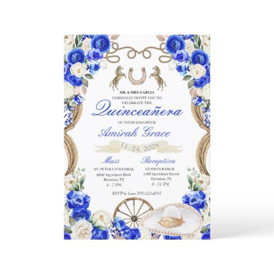 Blue Roses Western Charro Cowgirl Quinceañera