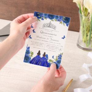 Blue Royal Floral Butterfly Twin Quinceanera Vellum