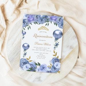 Blue Royal Floral Quinceanera Photo