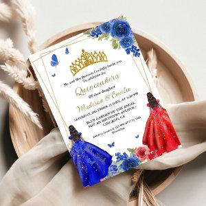 Blue Royal & Red Butterfly Twin Quinceanera