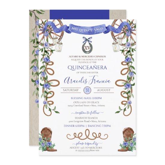 Blue Rustic Boho Western Charra Theme Quinceanera