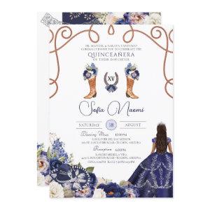 Blue Rustic Floral Charro Photo Quinceañera