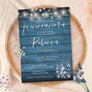 Blue Rustic String Lights Script Quinceañera 15th