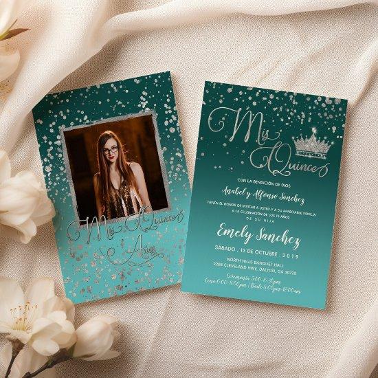Blue Silver Confetti Mis Quince Anos Spanish Photo