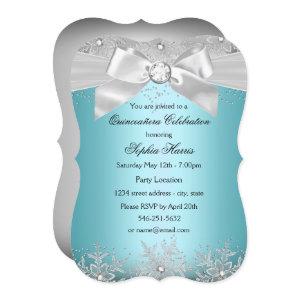 Blue Silver Jewel Bow Snowflake Quinceanera