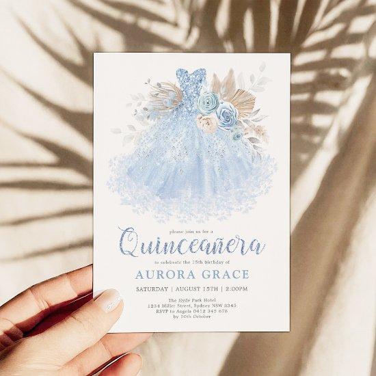 Blue Silver Quinceañera Dress Mis Quince 15 Años