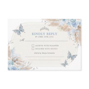 Blue Silver Quinceanera Mis Quince 15 Anos RSVP Enclosure Card