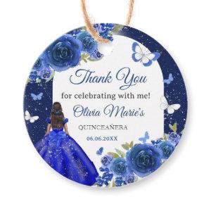 Blue Silver Rose Quinceanera Birthday Favor Tags