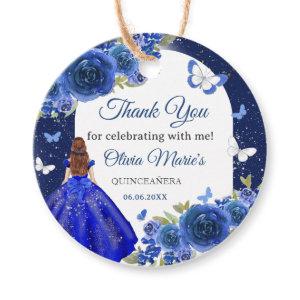 Blue Silver Rose Quinceanera Birthday Favor Tags
