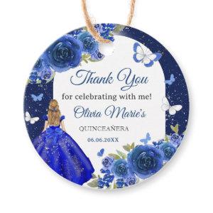 Blue Silver Rose Quinceanera Birthday Favor Tags
