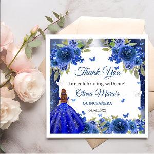 Blue Silver Rose Quinceanera Birthday  Napkins