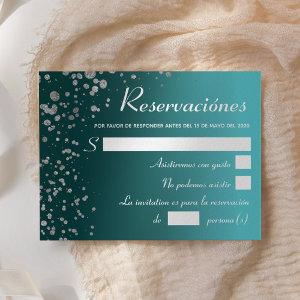 Blue Silver RSVP, Quinceanera Spanish Reservacion