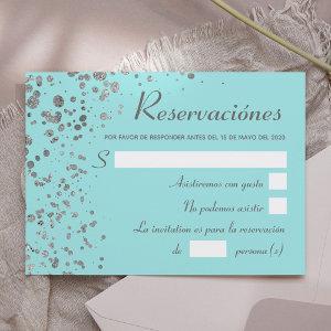 Blue Silver Spanish Reservacion, Quinceanera RSVP