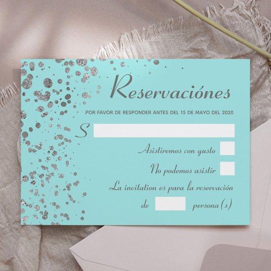 Blue Silver Spanish Reservacion, Quinceanera RSVP