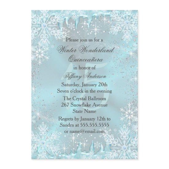 Blue Snowflake Winter Wonderland Quinceanera