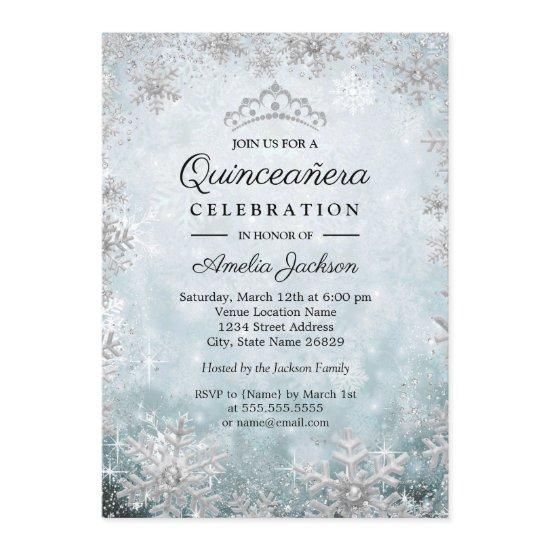 Blue Snowflakes Winter Wonderland Quinceanera