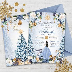 Blue Snowy Winter Ice Princess Holiday Quinceanera