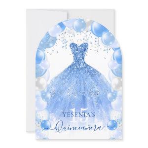 Blue Sparkle Dress Quinceañera Balloon Arch