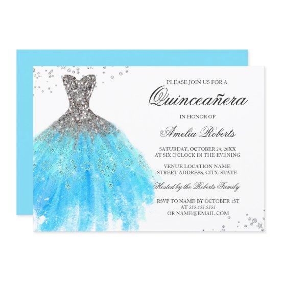 Blue Sparkle Dress Quinceanera