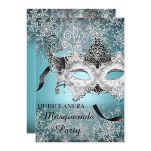 Blue Sparkle Snowflake Masquerade Quinceanera