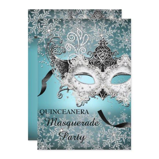 Blue Sparkle Snowflake Masquerade Quinceanera