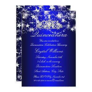 Blue Sparkle Tiara & Stars Quinceanera