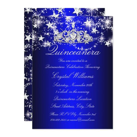 Blue Sparkle Tiara & Stars Quinceanera