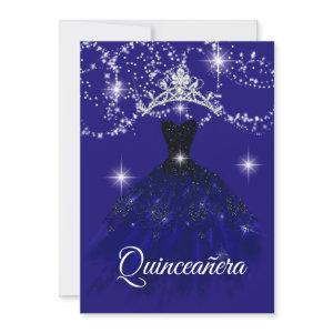 Blue starry night Sparkle Tiara Stars Quinceanera