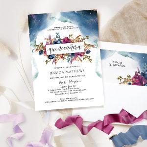 Blue, Teal, Purple and Fuchsia Elegant Quinceañera