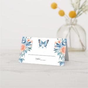 Blue Tiara Family Latina Girly Spanish Quinceanera Place Card