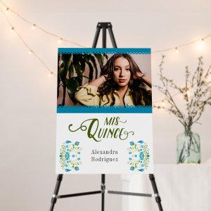 Blue Traditional Mexican Floral Photo Quinceanera  Foam Board