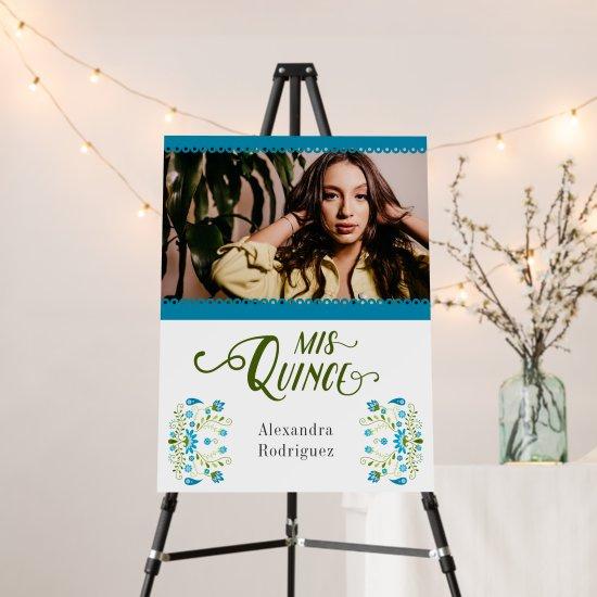 Blue Traditional Mexican Floral Photo Quinceanera  Foam Board
