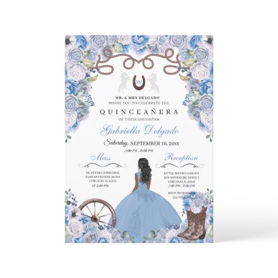 Blue Western Charra Girl Ranchero Quinceanera