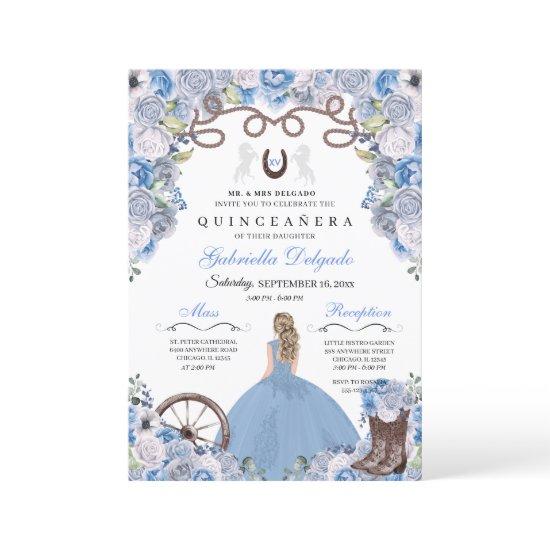 Blue Western Charra Girl Ranchero Quinceanera
