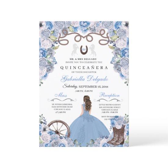 Blue Western Charra Girl Ranchero Quinceanera
