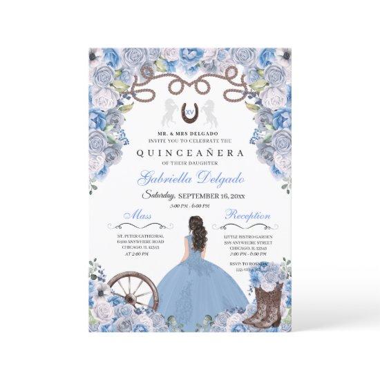 Blue Western Charra Girl Ranchero Quinceanera