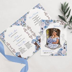 Blue Western Charro Quinceañera Program