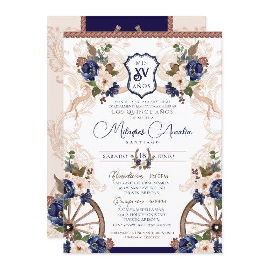 Blue Western Elegant Baroque Charro Quinceanera