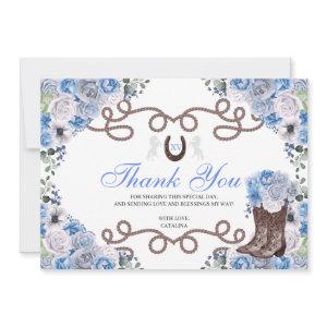 Blue Western Horse Quinceanera Thank You Card