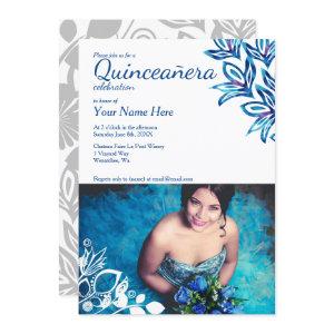 Blue & White Floral Quinceañera Photo