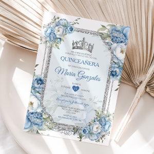 Blue & White Quinceañera Silver Crown 15 Anos