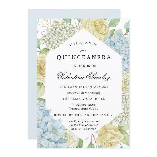 Blue White Rose Hydrangea Quinceanera