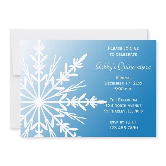 Blue White Snowflake Winter Quinceañera