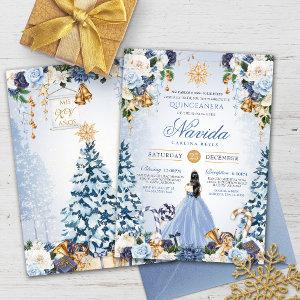 Blue Winter Floral Snow Princess Holiday Quince