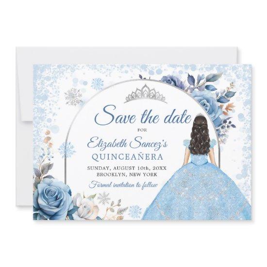Blue Winter Snowflake Mis Quince Save The Date