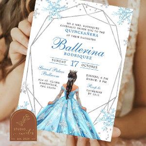 Blue Winter Snowflake Princess Quinceanera