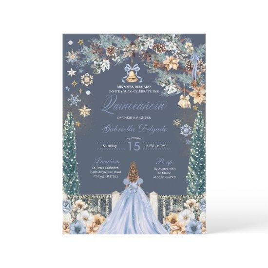 Blue Winter Wonderland Snowflake Quinceanera