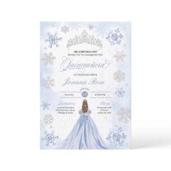 Blue Winter Wonderland Snowflake Quinceanera