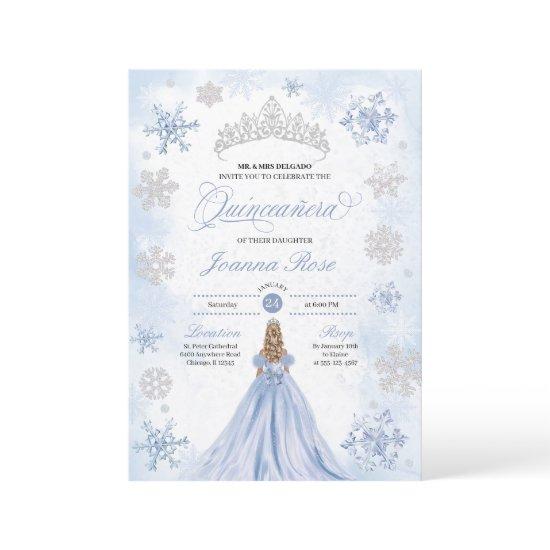 Blue Winter Wonderland Snowflake Quinceanera